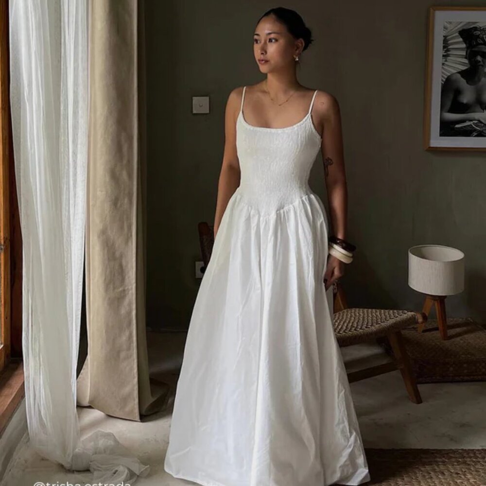 MILANO WHITE COTTON MIDI DRESS